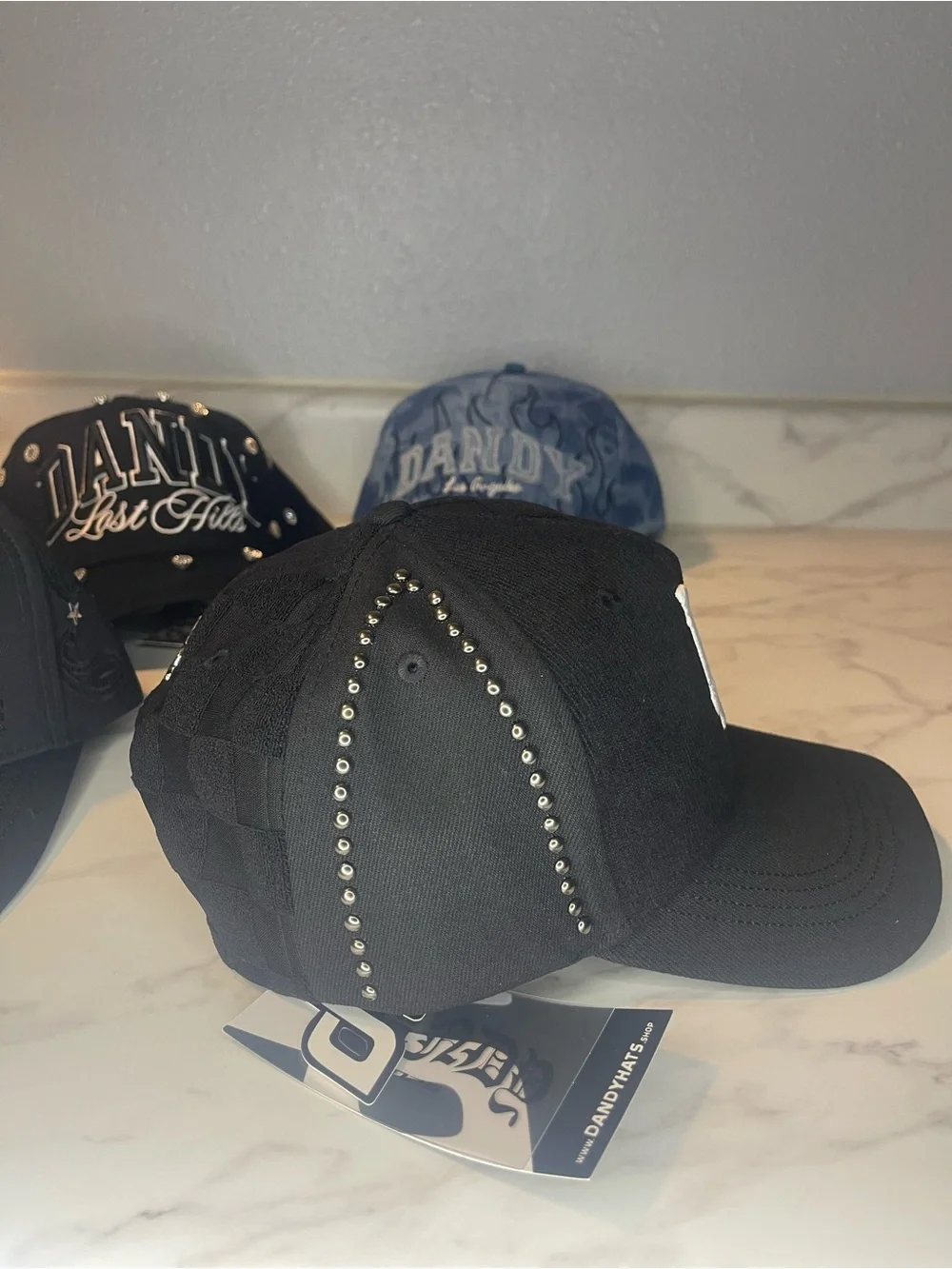 Black Dandy hats Baseball Cap with White LA Embroidery - Dandy Hats